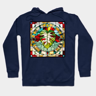 Single Leaf Monstera Stained Glass Hoodie